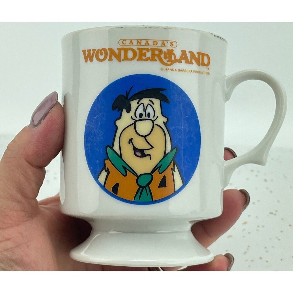 Vintage Flintstones Canada Wonderland mug, footed ceramic coffee cup
